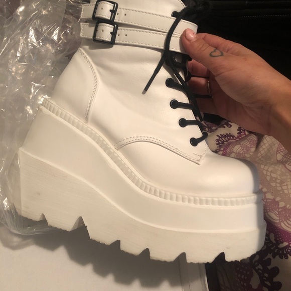 Demonia White Platform Boots - Picture 2 of 2